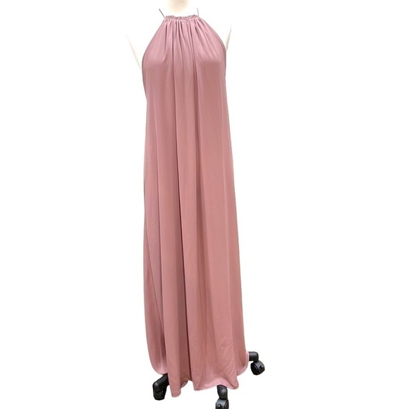 NWT Everly Mauve High Neck Maxi Dress Split Deep Vee Back SZ S - Picture 4 of 10